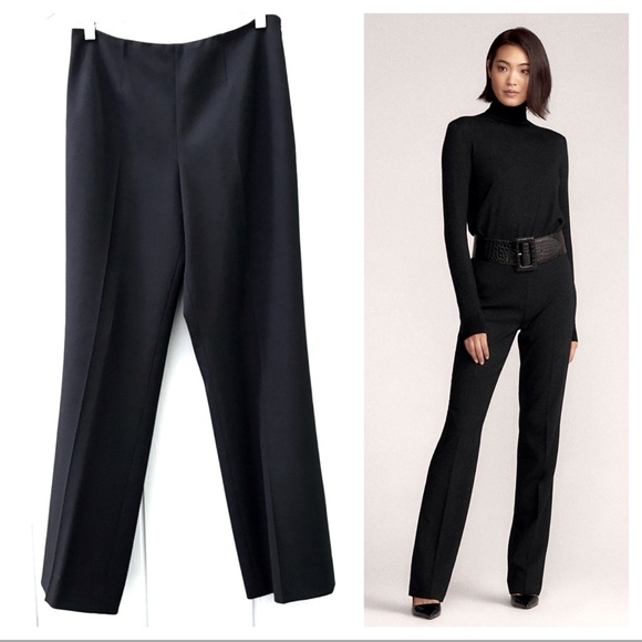 RALPH LAUREN Black Label Trouser Pants Black Women 8 Slacks Wool Blend Stretch